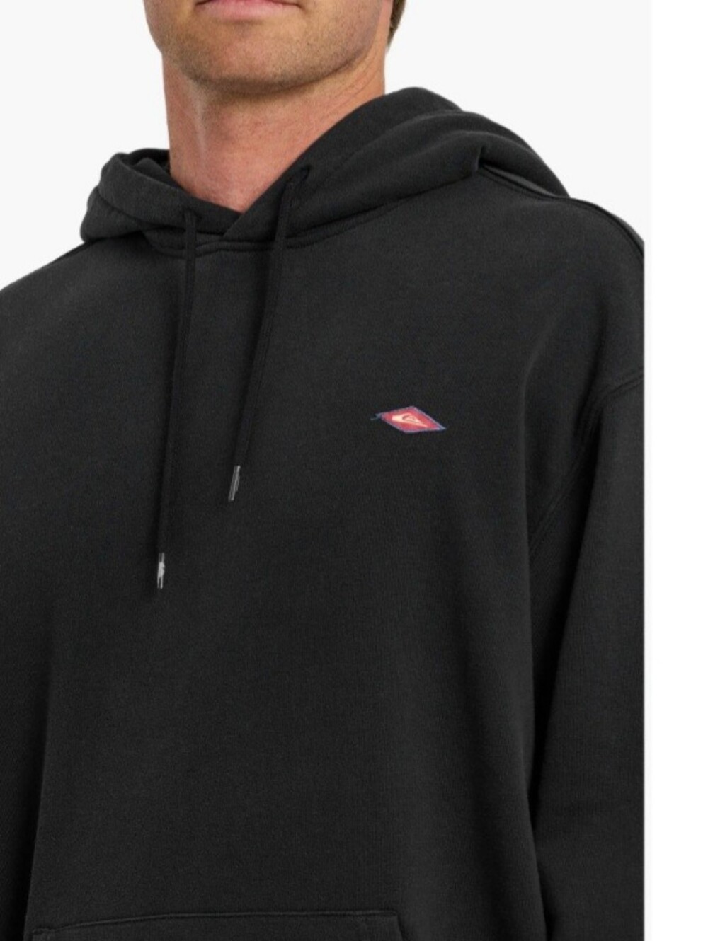 Quiksilver Black Pullover Hoodie with Small Red Logo